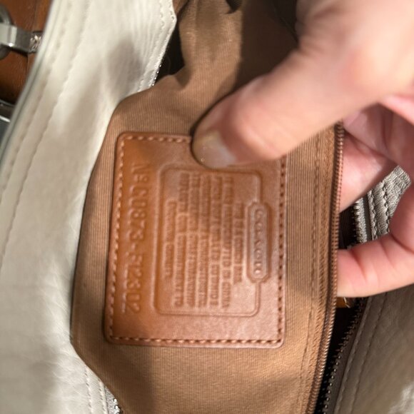 Coach Pebbled Leather Shoulder Bag | Ivory & Brown | Classic Buckle Detail - Picture 2 of 11